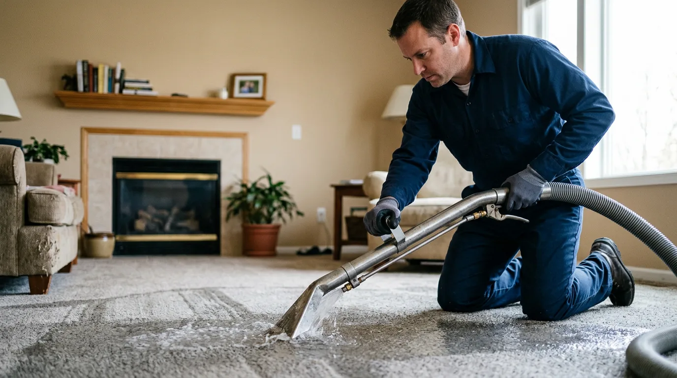 Water damage restoration technician working near New Bern, NC